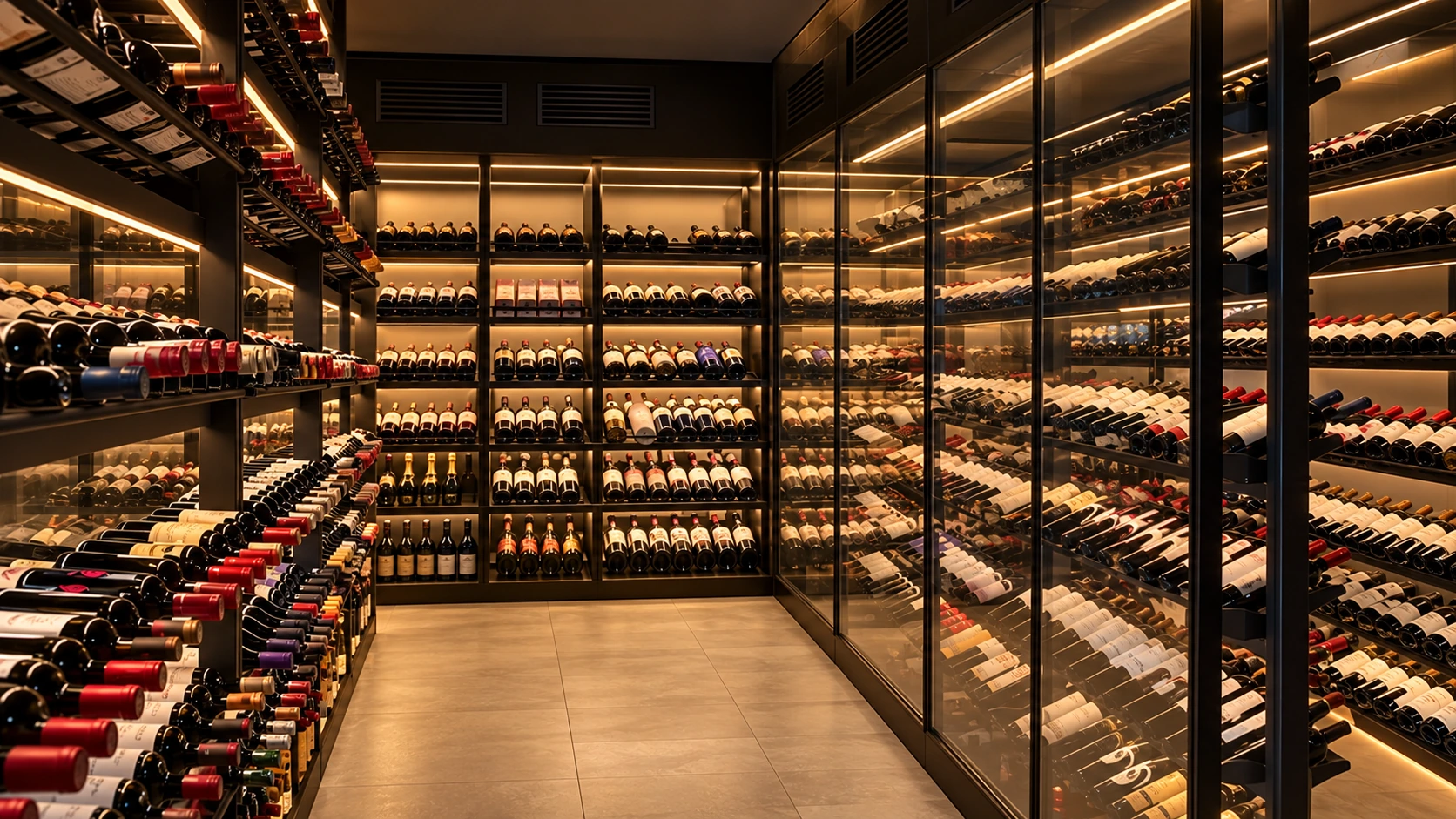 Recreación de la vinoteca a partir de fotografías del restaurante